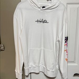 Hollister White Hoodie Los Angeles Airbrush Back Size Medium